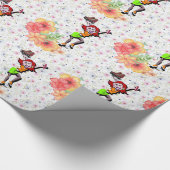 Glanzend wrapppapier, Floral Skating Cadeaupapier (Hoek)