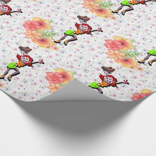 Glanzend wrapppapier, Floral Skating Cadeaupapier (Hoek)