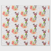 Glanzend wrapppapier, Floral Skating Cadeaupapier (Vlak)