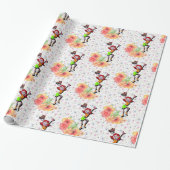 Glanzend wrapppapier, Floral Skating Cadeaupapier (Uitgerold)