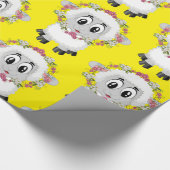 Glanzend wrapppapier, geel schapenvlees cadeaupapier (Hoek)