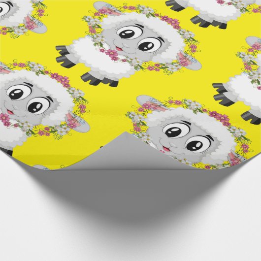 Glanzend wrapppapier, geel schapenvlees cadeaupapier (Hoek)