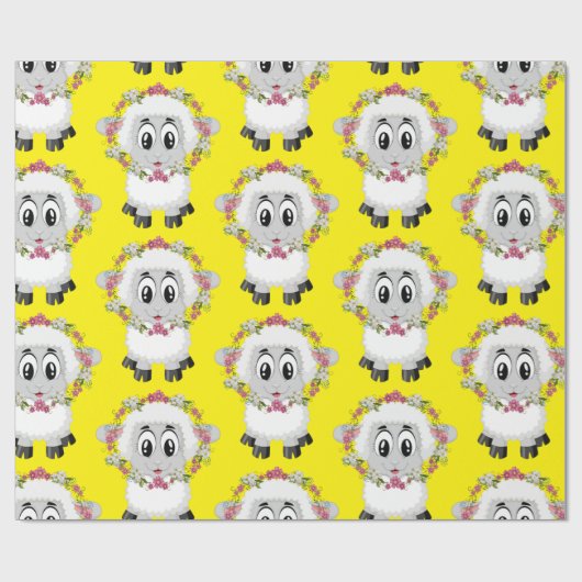 Glanzend wrapppapier, geel schapenvlees cadeaupapier (Vlak)