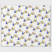 Glanzend wrapppapier, geel wit Voetbal Cadeaupapier (Vlak)