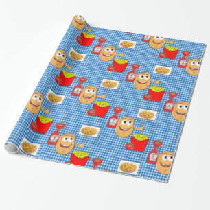 Glanzend wrapppapier, geperste aardappelvloerbedek cadeaupapier