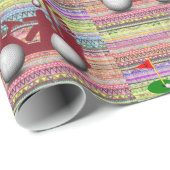 Glanzend wrapppapier, Golfballs Cadeaupapier (Rol Hoek)