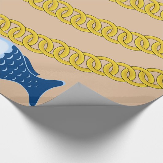 Glanzend wrapppapier, goudkettingvis cadeaupapier (Hoek)