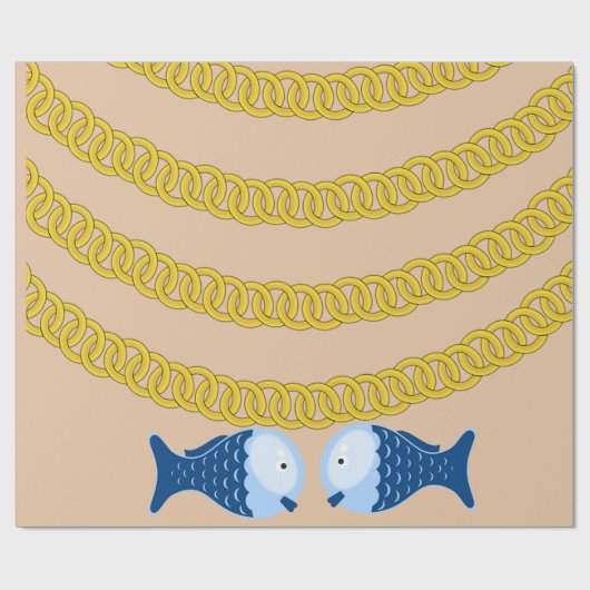 Glanzend wrapppapier, goudkettingvis cadeaupapier (Vlak)