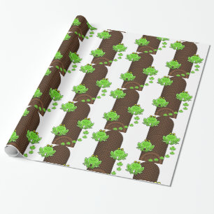 Glanzend wrapppapier, groene kikkerpil cadeaupapier