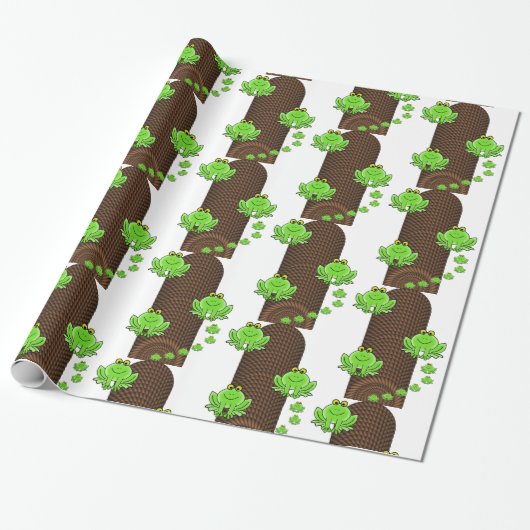 Glanzend wrapppapier, groene kikkerpil cadeaupapier (Uitgerold)