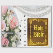 Glanzend wrapppapier, Heilige Bijbel Eerste Commun Cadeaupapier (Vlak)