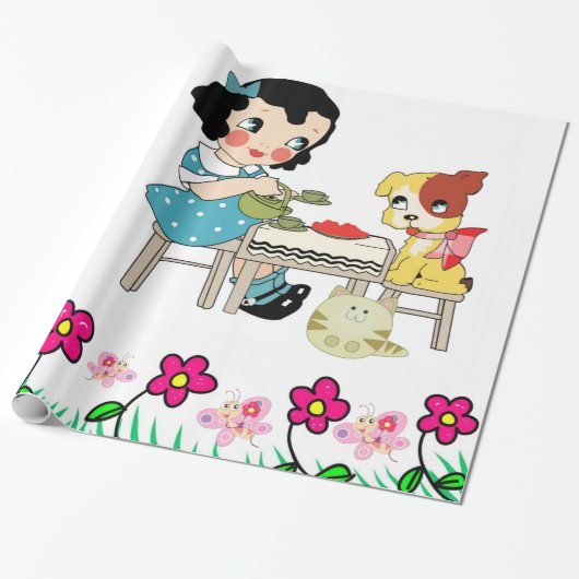 Glanzend wrapppapier, hondenflesjes cadeaupapier (Uitgerold)