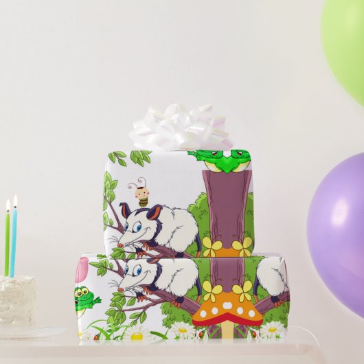 Glanzend wrapppapier, Kikker van Floral Possum Cadeaupapier (Feestgeschenken)