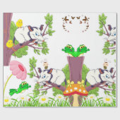 Glanzend wrapppapier, Kikker van Floral Possum Cadeaupapier (Vlak)