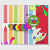 Glanzend wrapppapier, kleurrijke worm cadeaupapier (Vlak)