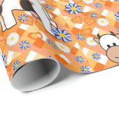 Glanzend wrapppapier, Koe Chevron Floral Cadeaupapier (Rol Hoek)