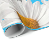 Glanzend wrapppapier, Koe Floral White Daisy Blue Cadeaupapier (Rol Hoek)
