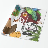 Glanzend wrapppapier, Koe kippenvogels Cadeaupapier (Uitgerold)