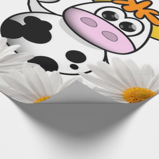 Glanzend wrapppapier, Koe White Daisy Cadeaupapier (Hoek)