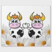 Glanzend wrapppapier, Koe White Daisy Cadeaupapier (Vlak)