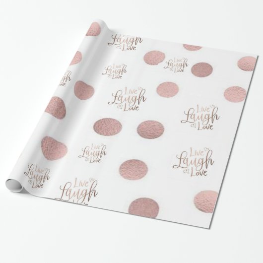 Glanzend wrapppapier Live Laugh Love Roos Cadeaupapier (Uitgerold)