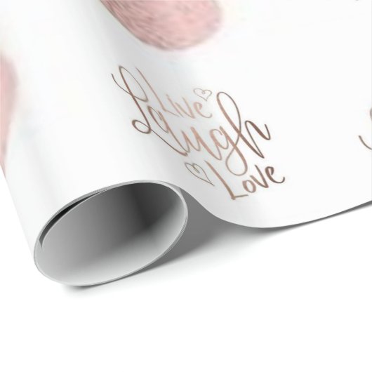 Glanzend wrapppapier Live Laugh Love Roos Cadeaupapier (Rol Hoek)