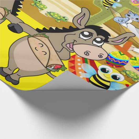 Glanzend wrapppapier, Mexicaanse Man Donkey Bee Cadeaupapier (Hoek)