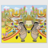 Glanzend wrapppapier, Mexicaanse Man Donkey Bee Cadeaupapier (Vlak)