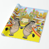 Glanzend wrapppapier, Mexicaanse Man Donkey Bee Cadeaupapier (Uitgerold)