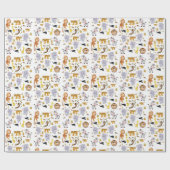 Glanzend wrapppapier olifant tijgeraapje cadeaupapier (Vlak)