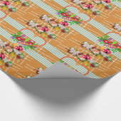 Glanzend wrapppapier, Oranje Floral Cadeaupapier (Hoek)