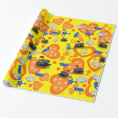 Glanzend wrapppapier, Oranje zwoerd Cadeaupapier (Uitgerold)
