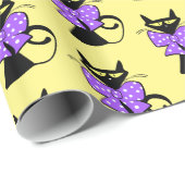 Glanzend wrapppapier, Paarse kat met gele zwarte k Cadeaupapier (Rol Hoek)