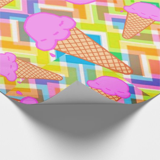 Glanzend wrapppapier, pastel Chevron Ice Cream Cadeaupapier (Hoek)