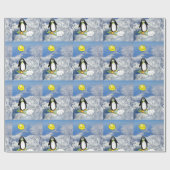 Glanzend wrapppapier, Penguin Skiing Mountains Cadeaupapier (Vlak)