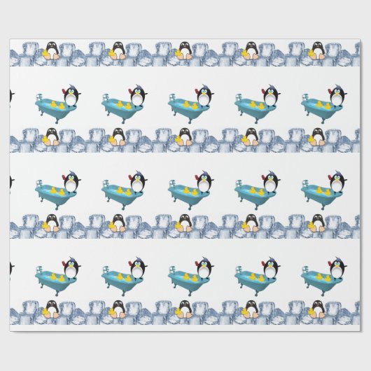 Glanzend wrapppapier, Penguin Yellow Ducks Bath Cadeaupapier (Vlak)