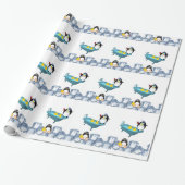 Glanzend wrapppapier, Penguin Yellow Ducks Bath Cadeaupapier (Uitgerold)