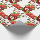 Glanzend wrapppapier, pindakaas-aardbei cadeaupapier (Hoek)