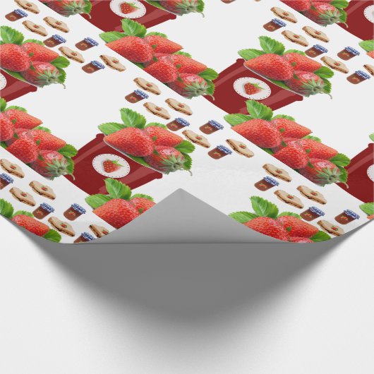 Glanzend wrapppapier, pindakaas-aardbei cadeaupapier (Hoek)