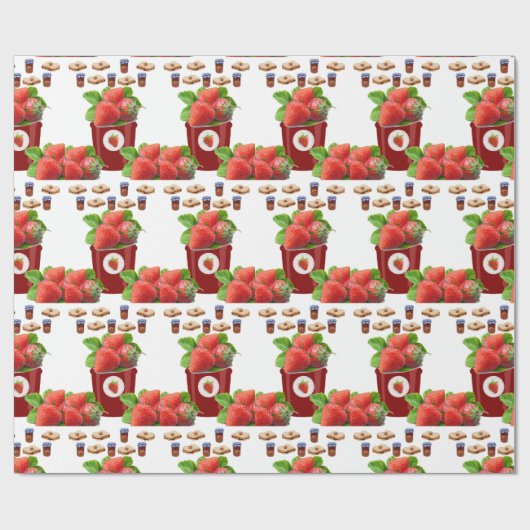 Glanzend wrapppapier, pindakaas-aardbei cadeaupapier (Vlak)