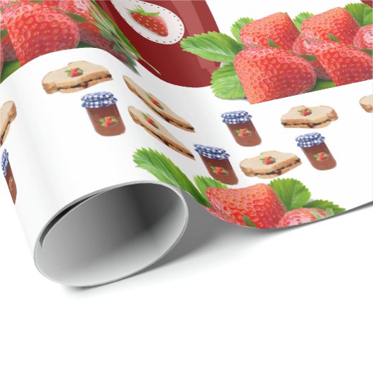 Glanzend wrapppapier, pindakaas-aardbei cadeaupapier (Rol Hoek)