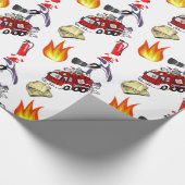 Glanzend wrapppapier, pinguïn Fire Fireman Cadeaupapier (Hoek)