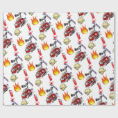 Glanzend wrapppapier, pinguïn Fire Fireman Cadeaupapier (Vlak)