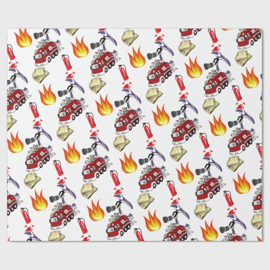 Glanzend wrapppapier, pinguïn Fire Fireman Cadeaupapier (Vlak)