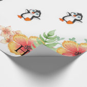 Glanzend wrapppapier, pinguïn Love Floral Cadeaupapier (Hoek)