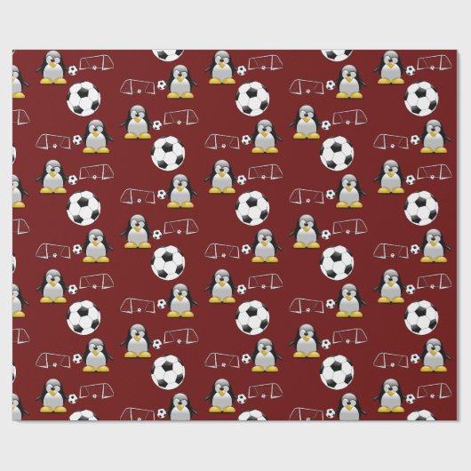 Glanzend wrapppapier, pinguïn Soccer Goal Cadeaupapier (Vlak)