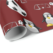 Glanzend wrapppapier, pinguïn Soccer Goal Cadeaupapier (Rol Hoek)