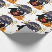 Glanzend wrapppapier, Rock in Roll Penguin Guitar Cadeaupapier (Hoek)