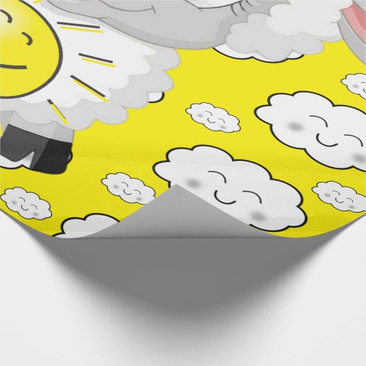 Glanzend wrapppapier, schaap Sun gele wolken Cadeaupapier (Hoek)