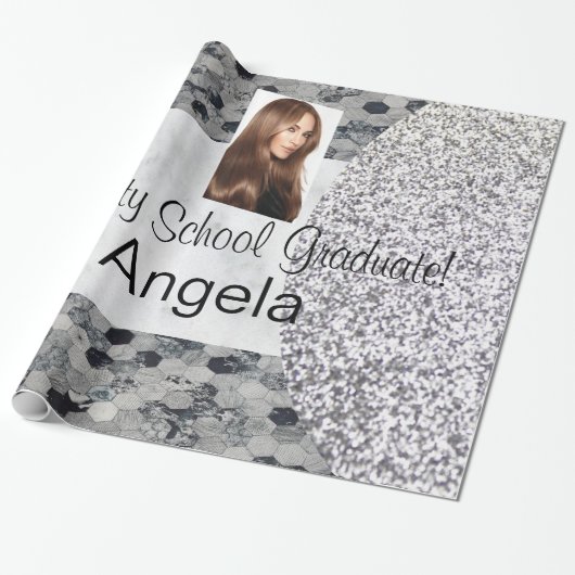 Glanzend wrapppapier, schoonheidsschool Afstuderen Cadeaupapier (Uitgerold)